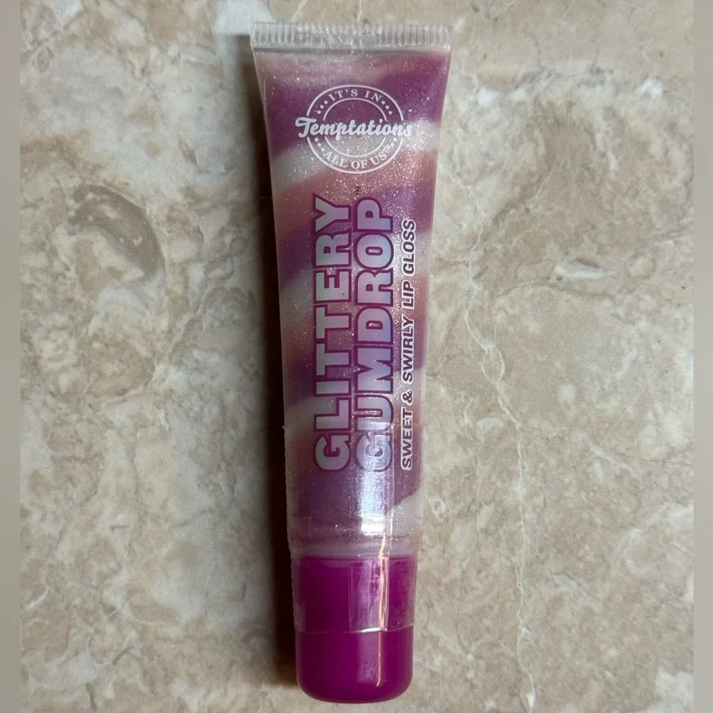 Bath & Body Works Temptations Glittery Gum Drop Sweet Swirly Lip Gloss Pink NEW